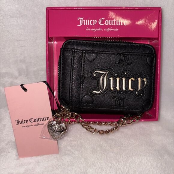 Juicy Couture Wallet Black Licorice & Gold Cardholder Compact Wallet NWT - Picture 1 of 4